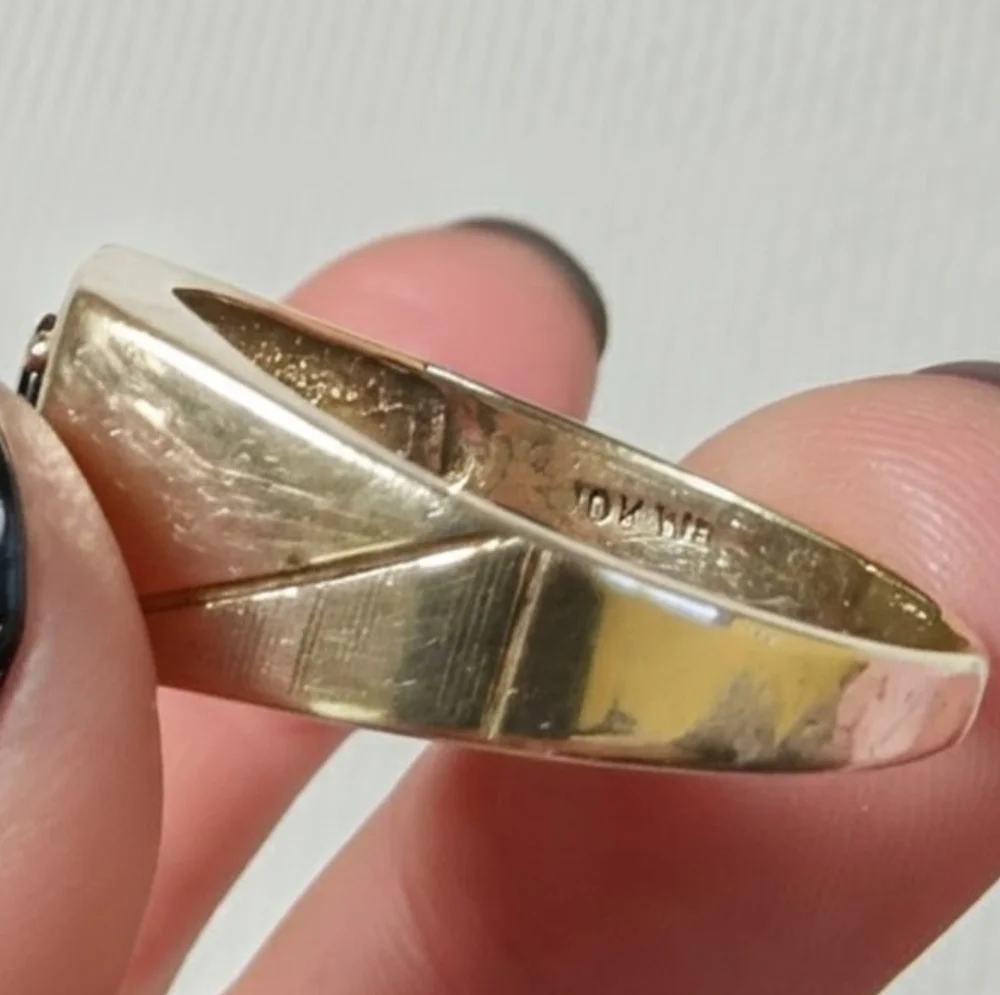 Vtg 1912 Weinmann Brothers 10k sapphire solid Gold ring diamond accents  3.7g